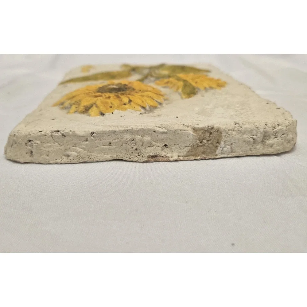 Beautiful Vintage Chalkware Sunflower Wall Art Plaque ~ 5x7 Great Condition
